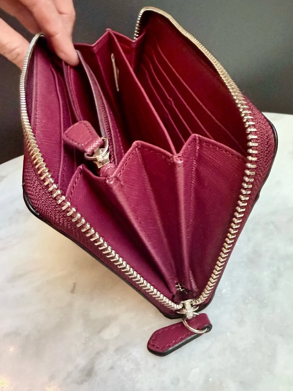 Coach Peyton Glen Plaid Accordion Zip Wallet F52138 G1453 Cranberry Rare 2014